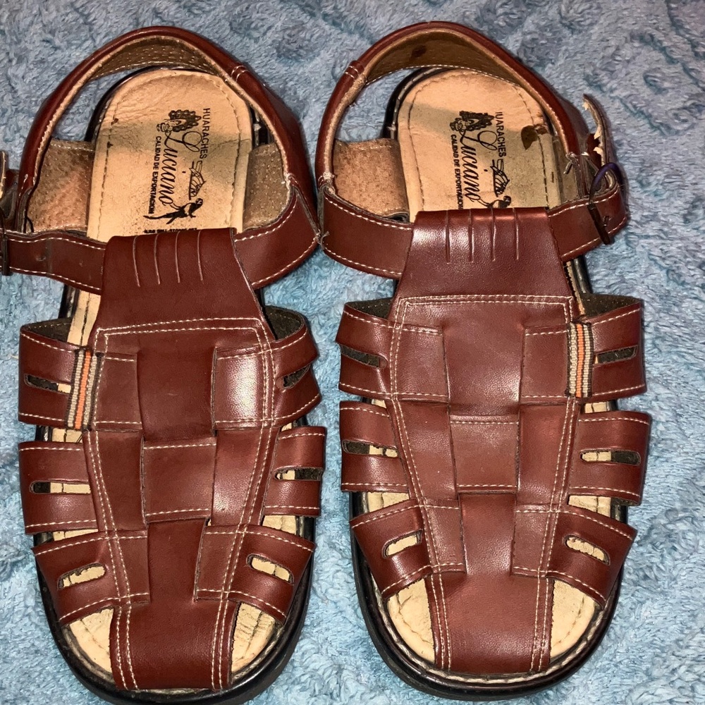 Luciano Barbera Brown Synthetic Leather Sandals Size 8.5 (26)